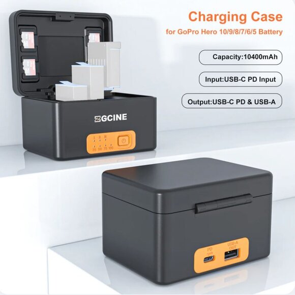 Sealed! ZGCINE PS-G10 GoPro Charging Case 10/9/8/7/6/5 Battery 3 Charging Slots - Picture 5 of 11